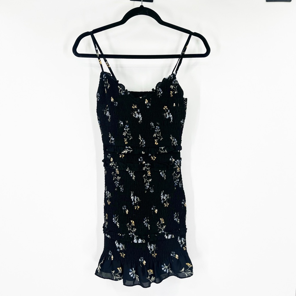 Abercrombie & Fitch Smocked Mini Dress Black Floral